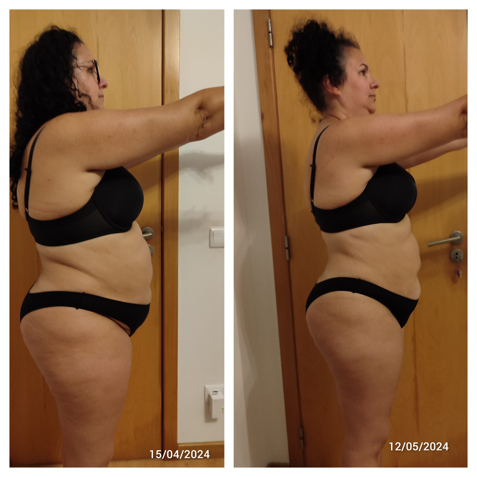 Resultado antes e depois de uma aluna INSHAPE